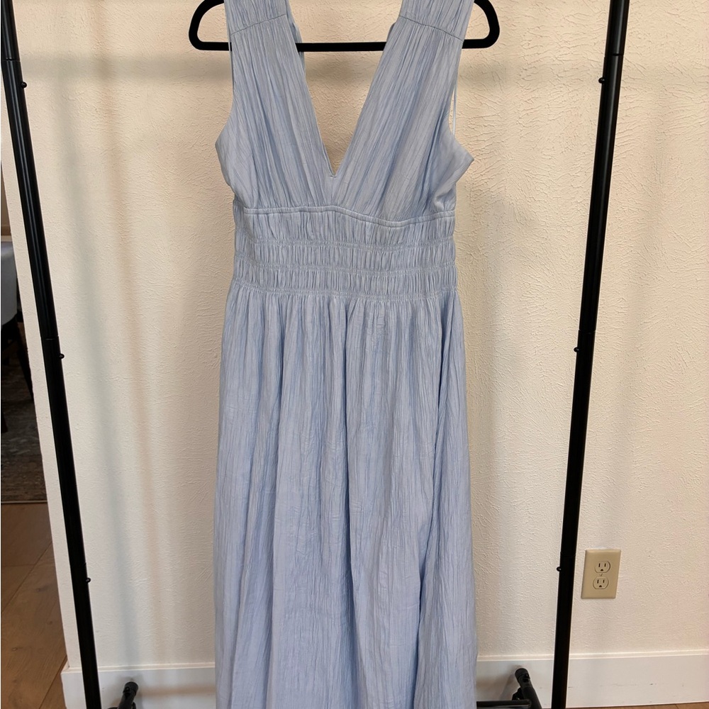 Abercrombie & Fitch Light Blue Sleeveless V-Neck Maxi Dress
